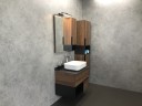 Тумба с раковиной Comforty Штутгарт 75 00-00001884 подвесная Дуб темно-коричневый Черная столешница МДФ / ЛДСП