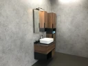 Тумба с раковиной Comforty Штутгарт 75 00-00001884 подвесная Дуб темно-коричневый Черная столешница МДФ / ЛДСП