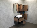 Тумба с раковиной Comforty Штутгарт 75 00-00001884 подвесная Дуб темно-коричневый Черная столешница МДФ / ЛДСП