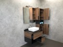 Тумба с раковиной Comforty Штутгарт 75 00-00001884 подвесная Дуб темно-коричневый Черная столешница МДФ / ЛДСП
