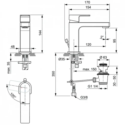 Смеситель для раковины Ideal Standard Edge A7102AA цвет Хром