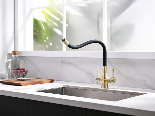 Смеситель для кухни Lemark Comfort LM3075B Бронза Черный латунь