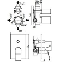 Смеситель для душа Paffoni Tilt TI015NO/M Черный матовый латунь встраиваемый