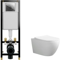 Комплект унитаза Ceruttispa Orlter Aria Tornado CT9955 с инсталляцией Cersanit Black 35 S-IN-BLACK-Cg-w с сиденьем Микролифт и клавишей смыва Хром фарфор подвесной