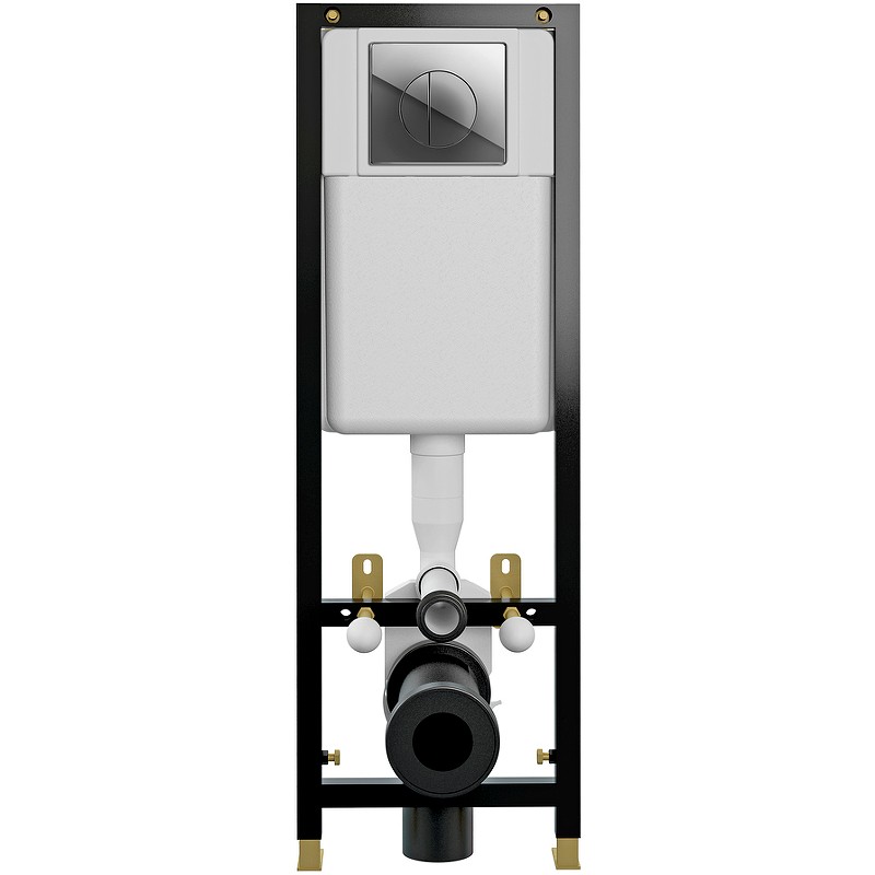Комплект унитаза Ceruttispa Orlter Aria Tornado CT9955 с инсталляцией Cersanit Black 35 S-IN-BLACK-Cg-w с сиденьем Микролифт и клавишей смыва Хром фарфор подвесной