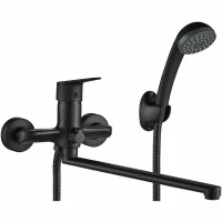 Смеситель для ванны WesnaArt Nova NOV03-320Black универсальный Черный матовый латунь на стену
