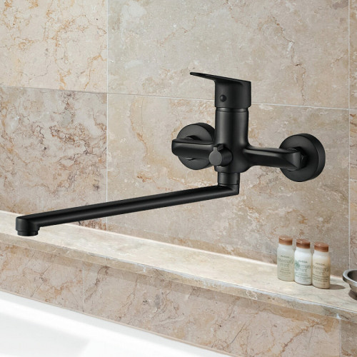 Смеситель для ванны WesnaArt Nova NOV03-320Black универсальный Черный матовый латунь на стену