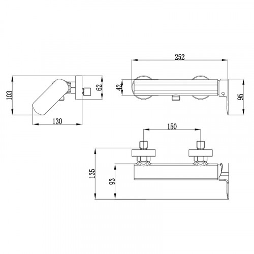 Смеситель для душа AQUAme Monza AQM6313CR Хром латунь на стену