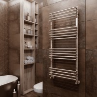 Водяной полотенцесушитель Terminus Арт П18 500х1200 4670078513397 Хром, нижнее подключение, G 1/2&quot; ВР, с комплектом вентилей нержавеющая сталь
