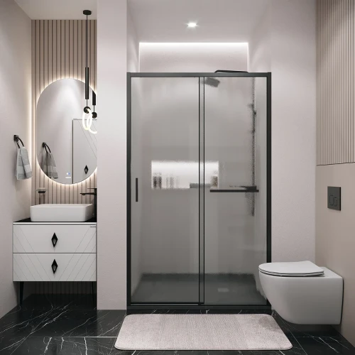 Душевая дверь Grossman Style 100 100.K33.05.100.21.02 профиль Черный матовый стекло шиншилла