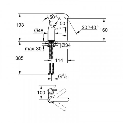 Смеситель для раковины Grohe Essence+ 23463001 Хром латунь