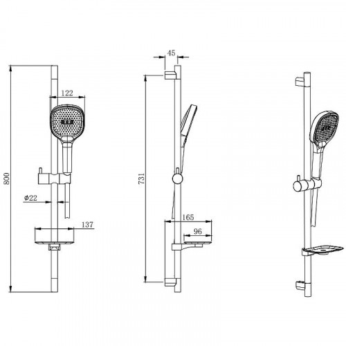 Душевой гарнитур Aquatek AQ2021MB Черный матовый нержавеющая сталь на стену