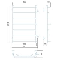 Водяной полотенцесушитель Larusso Евромикс БП П7 500x800 4670078535078 Хром