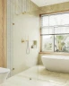 Душевая перегородка Maybah Glass MGD-270-3 990x1950 коннектор стена-стекло Золото стекло сатиновое
