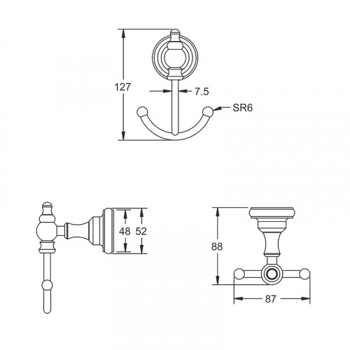 Двойной крючок Rose RG11Q RG1121Q цвет Бронза