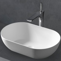Раковина-чаша Abber Stein 56 AS2611 Белая матовая искусственный камень (литьевой мрамор) накладная