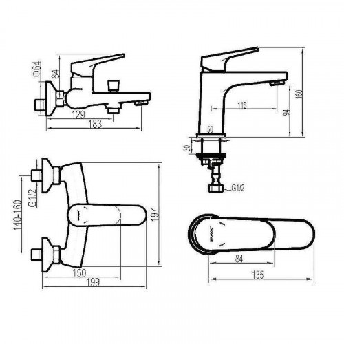 Комплект смесителей Bravat Eler F191238CP-SET 2 в 1 Хром