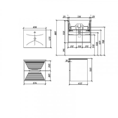 Тумба под раковину Caprigo Modo Terza 60 35611-RF15 подвесная цвет Скайрос