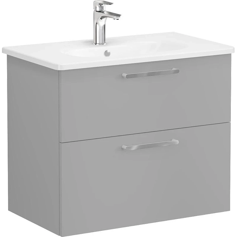 Тумба с раковиной Vitra Root Flat 80 68289 подвесная Серый камень матовый