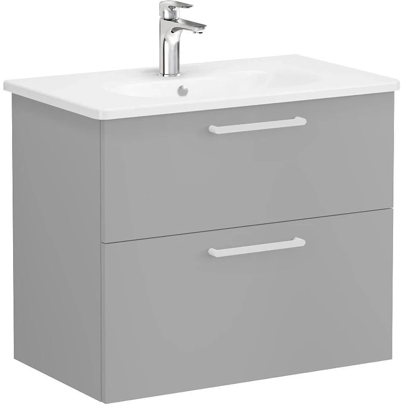 Тумба с раковиной Vitra Root Flat 80 68289 подвесная Серый камень матовый