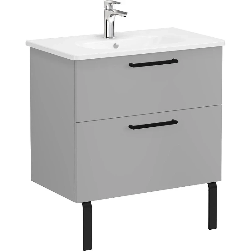 Тумба с раковиной Vitra Root Flat 80 68289 подвесная Серый камень матовый
