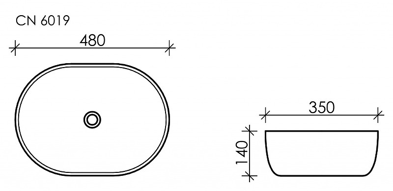 Раковина-чаша Ceramicanova Element 48 CN6019 Белая фарфор накладная