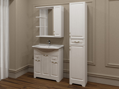 Зеркало со шкафом Stella Polar Кармела 85 SP-00001143 с подсветкой цвет Ольха белая