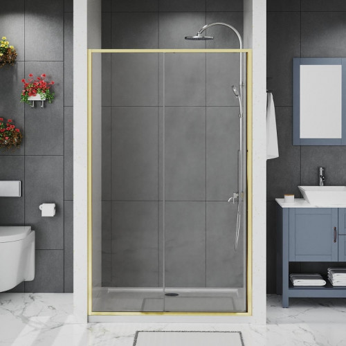Душевая дверь Azario Shanghai 120 AZ-Y43-120-BGL-CL профиль Брашированное золото стекло прозрачное