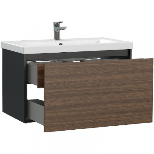 Тумба под раковину Cersanit Grande 80 64760 подвесная Черная Орех