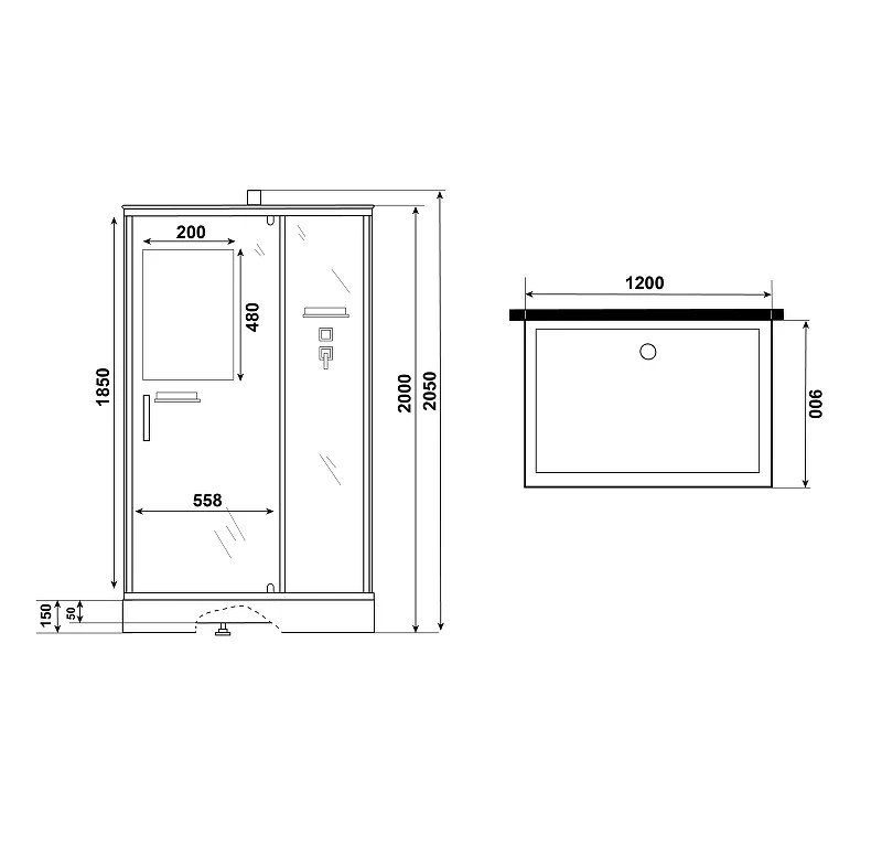 Душевая кабина Niagara Standart 120х90 ST120/90/15Q/BL/BK без гидромассажа
