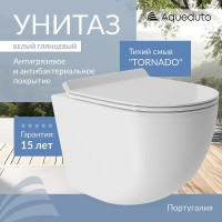 Унитаз с инсталляцией DIWO Aqueduto Ovo Tornado OVOT0110 + DIWO 4501 с сиденьем Микролифт с клавишей смыва цвет Глянцевый белый