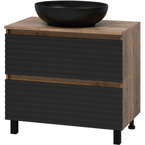 Тумба под раковину Brevita Dakota 80 DAK-07080-19/02-2Я Черный кварц Дуб Галифакс олово МДФ / ЛДСП