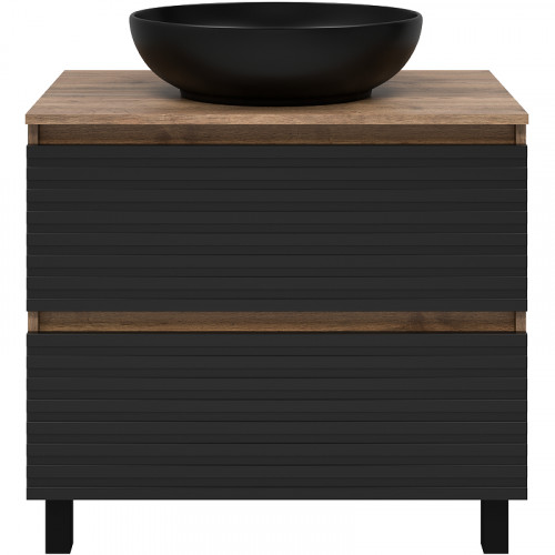 Тумба под раковину Brevita Dakota 80 DAK-07080-19/02-2Я Черный кварц Дуб Галифакс олово МДФ / ЛДСП