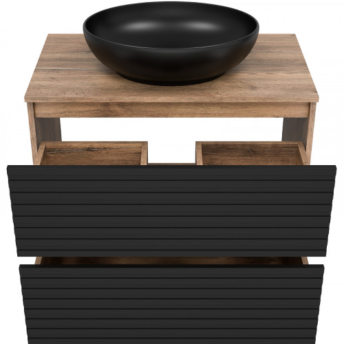 Тумба под раковину Brevita Dakota 80 DAK-07080-19/02-2Я Черный кварц Дуб Галифакс олово МДФ / ЛДСП