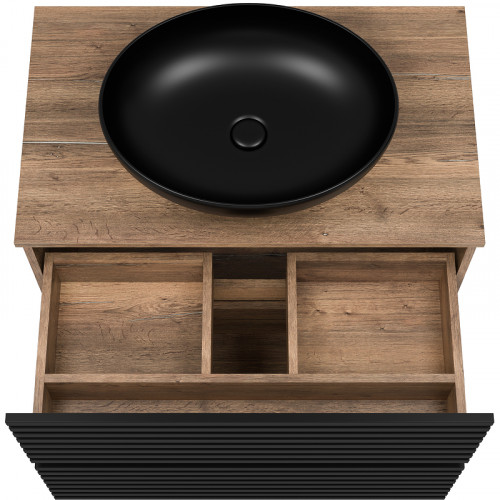 Тумба под раковину Brevita Dakota 80 DAK-07080-19/02-2Я Черный кварц Дуб Галифакс олово МДФ / ЛДСП