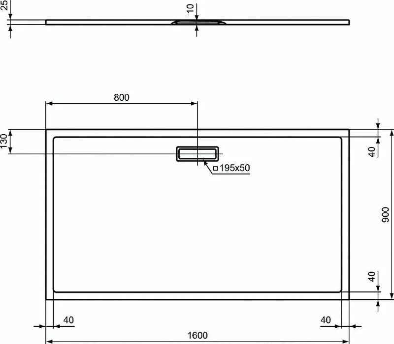 Акриловый поддон для душа Ideal Standard Ultraflat New 160х90 T448501 Белый