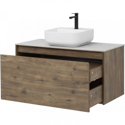 Тумба под раковину Aquanet Nova Lite 100 249520 подвесная Дуб рустикальный МДФ / ЛДСП