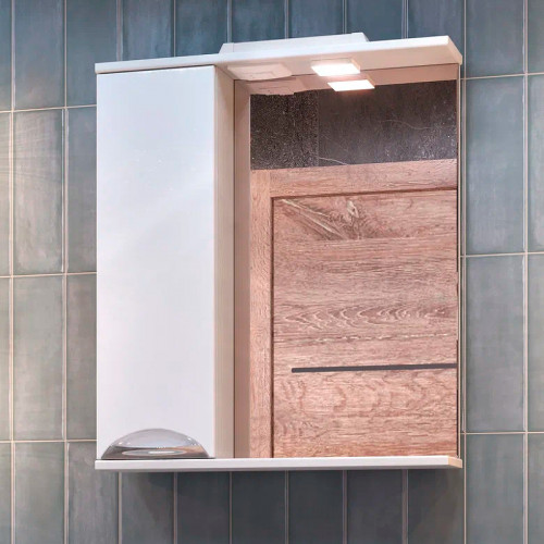 Зеркало со шкафом Vigo Callao 70 L z.CAL.70.L.El с подсветкой Белое МДФ / ЛДСП, стекло