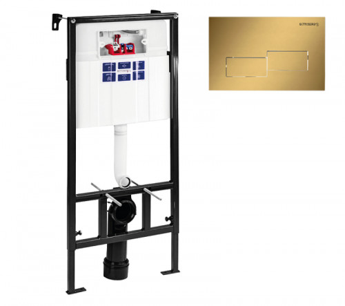 Инсталляция Bettoserb Sava Fix Slim SET40006483 для унитаза с клавишей смыва цвет Золото матовое