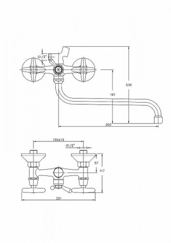 Смеситель для ванны Haiba HB2220 универсальный Хром