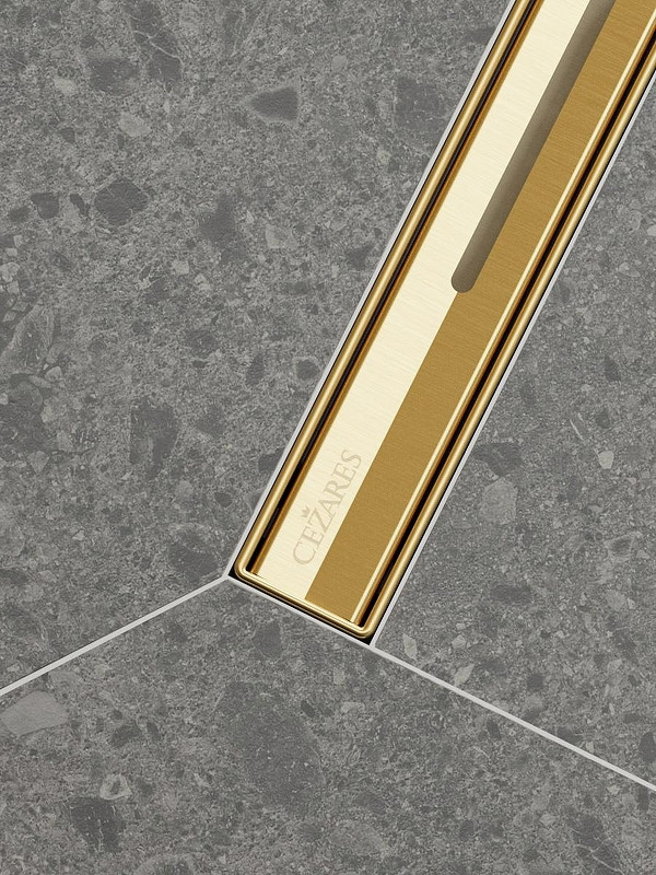 Душевой лоток Cezares Люкс (Lux) LUX-LD-70-BORO с решеткой цвет Брашированное золото
