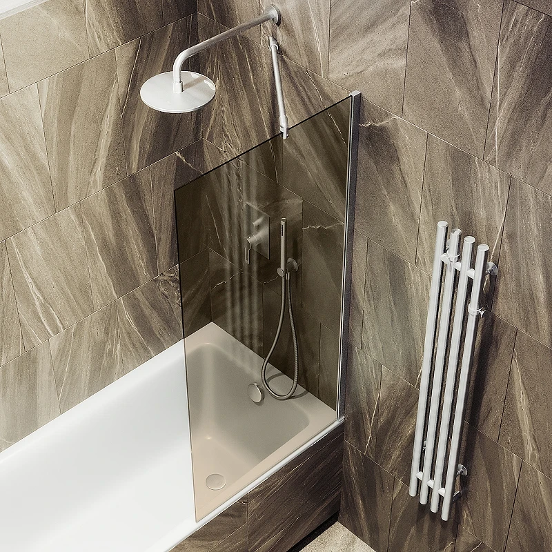 Шторка на ванну Maybah Glass MGV-71-5ш 900x1400 в широком профиле Хром матовый стекло бронзовое