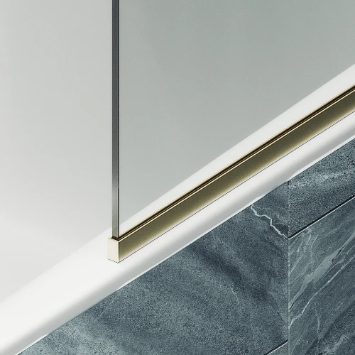Шторка на ванну Maybah Glass MGV-142-3у 540x1400 в узком профиле Золото стекло прозрачное