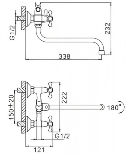 Смеситель для ванны Frap H27 F2227-2 универсальный Хром