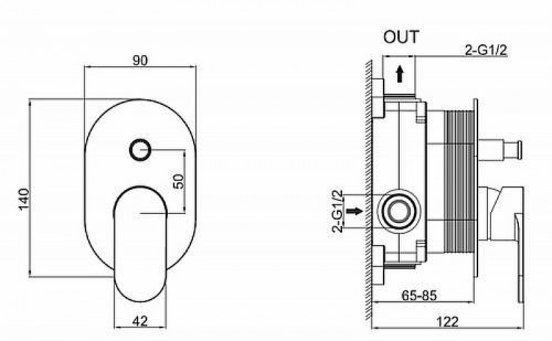 Смеситель для душа Splendy Rest RE204U1K2CR цвет Хром
