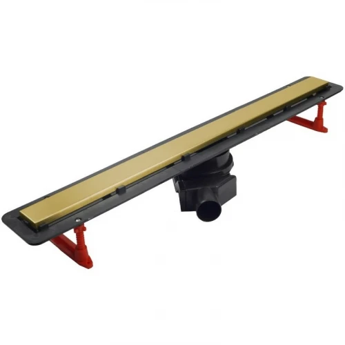 Душевой лоток Pestan Confluo Frameless Line 650 13701222 с двухсторонней решеткой Золото глянцевый / полая под плитку
