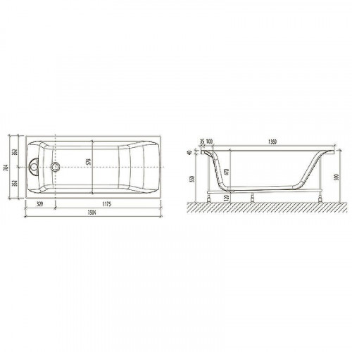 Акриловая ванна WellWant Qwatro 150x70 WWVQ1114W без гидромассажа