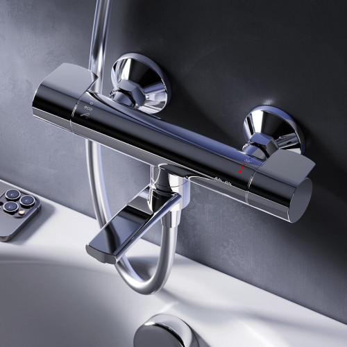 Смеситель для ванны AM.PM X-Joy F85A50000 с термостатом Хром латунь на стену