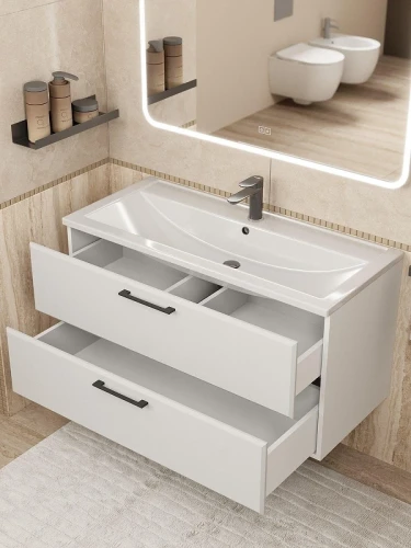 Тумба с раковиной Uperwood Foster New 100 KFosterNEW100w подвесная цвет Белый матовый