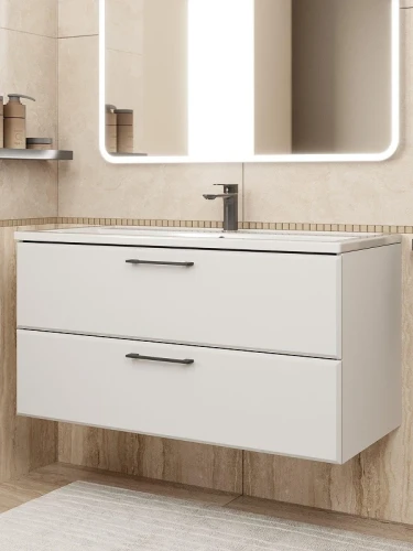 Тумба с раковиной Uperwood Foster New 100 KFosterNEW100w подвесная цвет Белый матовый